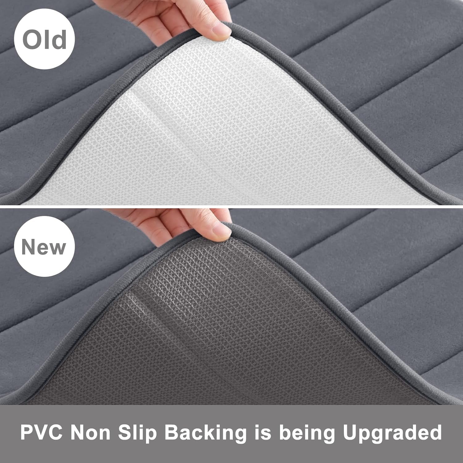 Memory Foam Soft Bath Mats - Non Slip Absorbent Bathroom Rugs Extra Large Size Runner Long Mat for Kitchen Bathroom Floors 24" X 70", Dark Grey