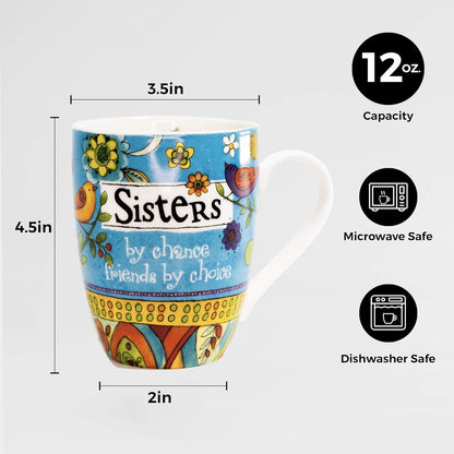 Sister Coffee Cup - Christian Ceramic Coffee Mug with Scripture and Notepad for Sister Gifts That Is Colorful and Dishwasher Safe