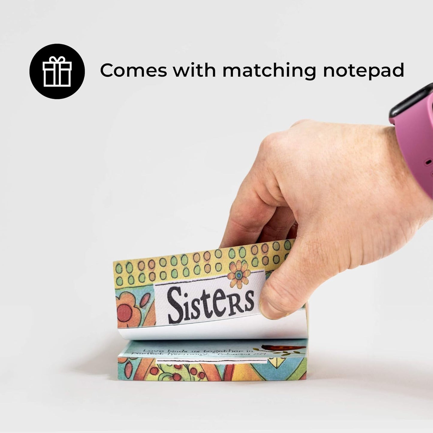 Sister Coffee Cup - Christian Ceramic Coffee Mug with Scripture and Notepad for Sister Gifts That Is Colorful and Dishwasher Safe