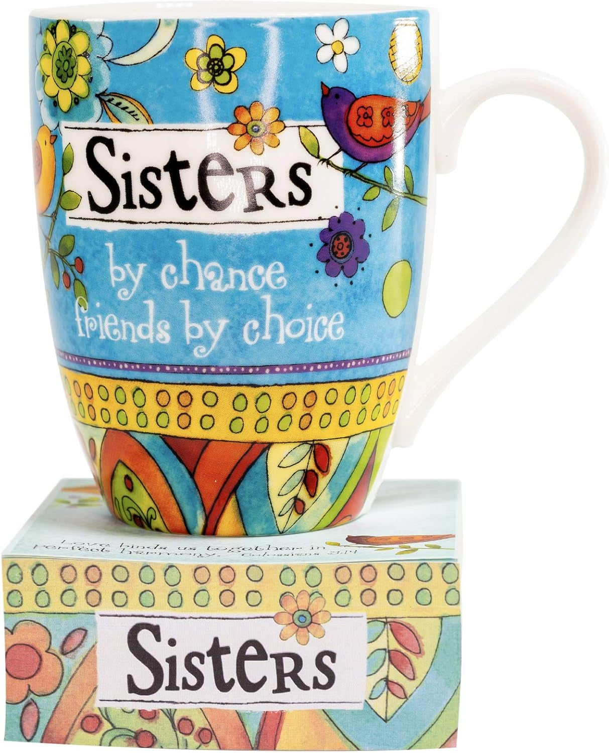Sister Coffee Cup - Christian Ceramic Coffee Mug with Scripture and Notepad for Sister Gifts That Is Colorful and Dishwasher Safe
