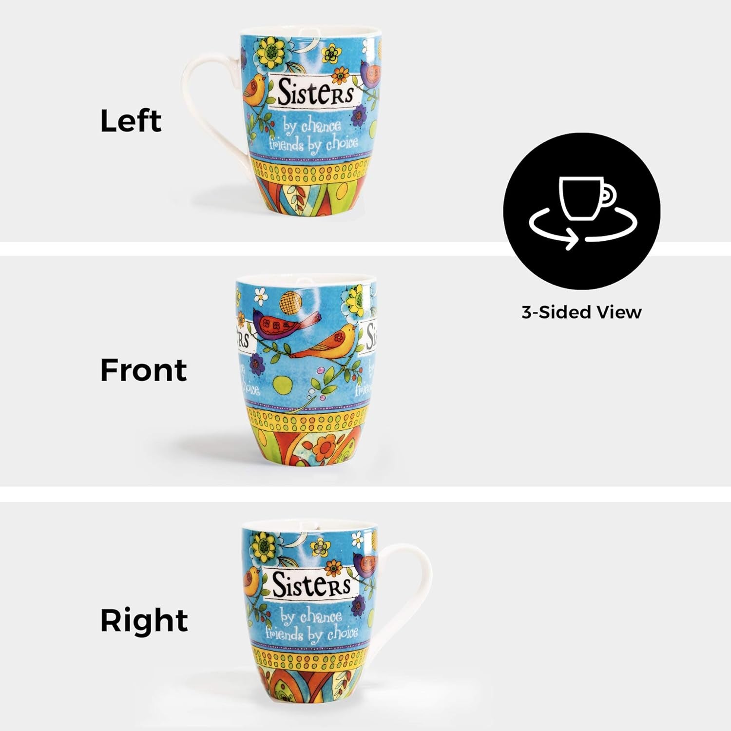 Sister Coffee Cup - Christian Ceramic Coffee Mug with Scripture and Notepad for Sister Gifts That Is Colorful and Dishwasher Safe