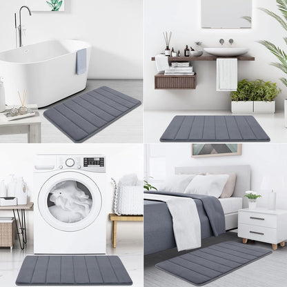 Memory Foam Soft Bath Mats - Non Slip Absorbent Bathroom Rugs Extra Large Size Runner Long Mat for Kitchen Bathroom Floors 24" X 70", Dark Grey